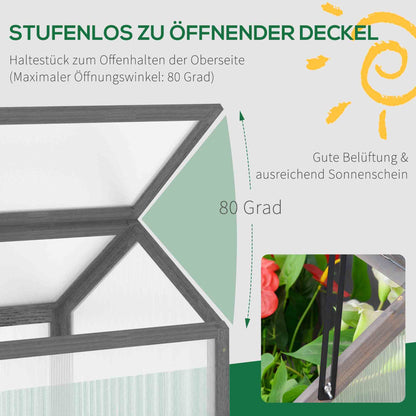 Wooden Mini Greenhouse 90 x 52 x 49.5 cm, Greenhouse with Cover, Light-Transmitting Cold Frame, Winterproof Raised Bed for Garden, Balcony, Gray