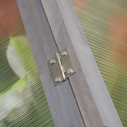 Wooden Mini Greenhouse 90 x 52 x 49.5 cm, Greenhouse with Cover, Light-Transmitting Cold Frame, Winterproof Raised Bed for Garden, Balcony, Gray