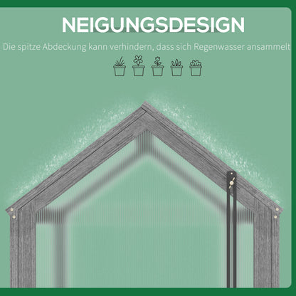 Wooden Mini Greenhouse 90 x 52 x 49.5 cm, Greenhouse with Cover, Light-Transmitting Cold Frame, Winterproof Raised Bed for Garden, Balcony, Gray