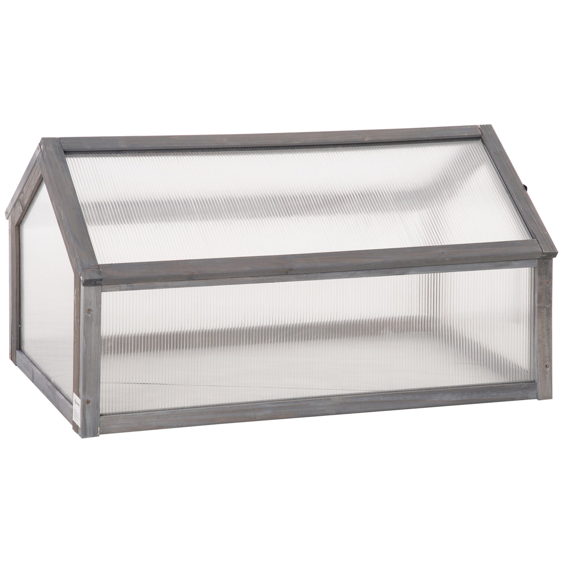 Wooden Mini Greenhouse 90 x 52 x 49.5 cm, Greenhouse with Cover, Light-Transmitting Cold Frame, Winterproof Raised Bed for Garden, Balcony, Gray