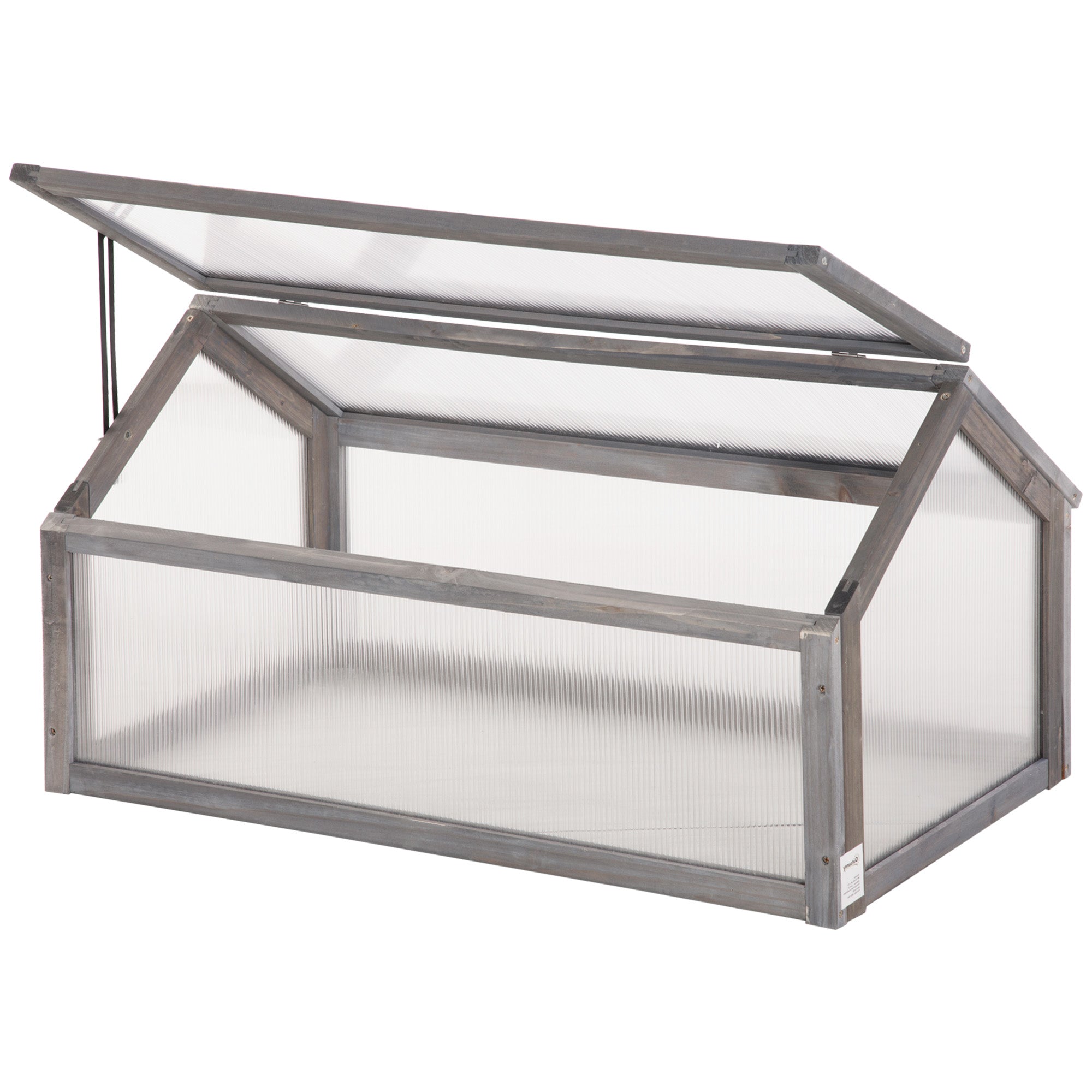 Wooden Mini Greenhouse 90 x 52 x 49.5 cm, Greenhouse with Cover, Light-Transmitting Cold Frame, Winterproof Raised Bed for Garden, Balcony, Gray