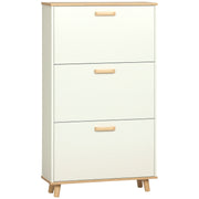 Modern Shoe Cabinet Narrow Shoe Rack with 3 Folding Drawers for 12 Pairs of Shoes and Adjustable Shelf for Hallway Entryway 70x23.5x122 cm White