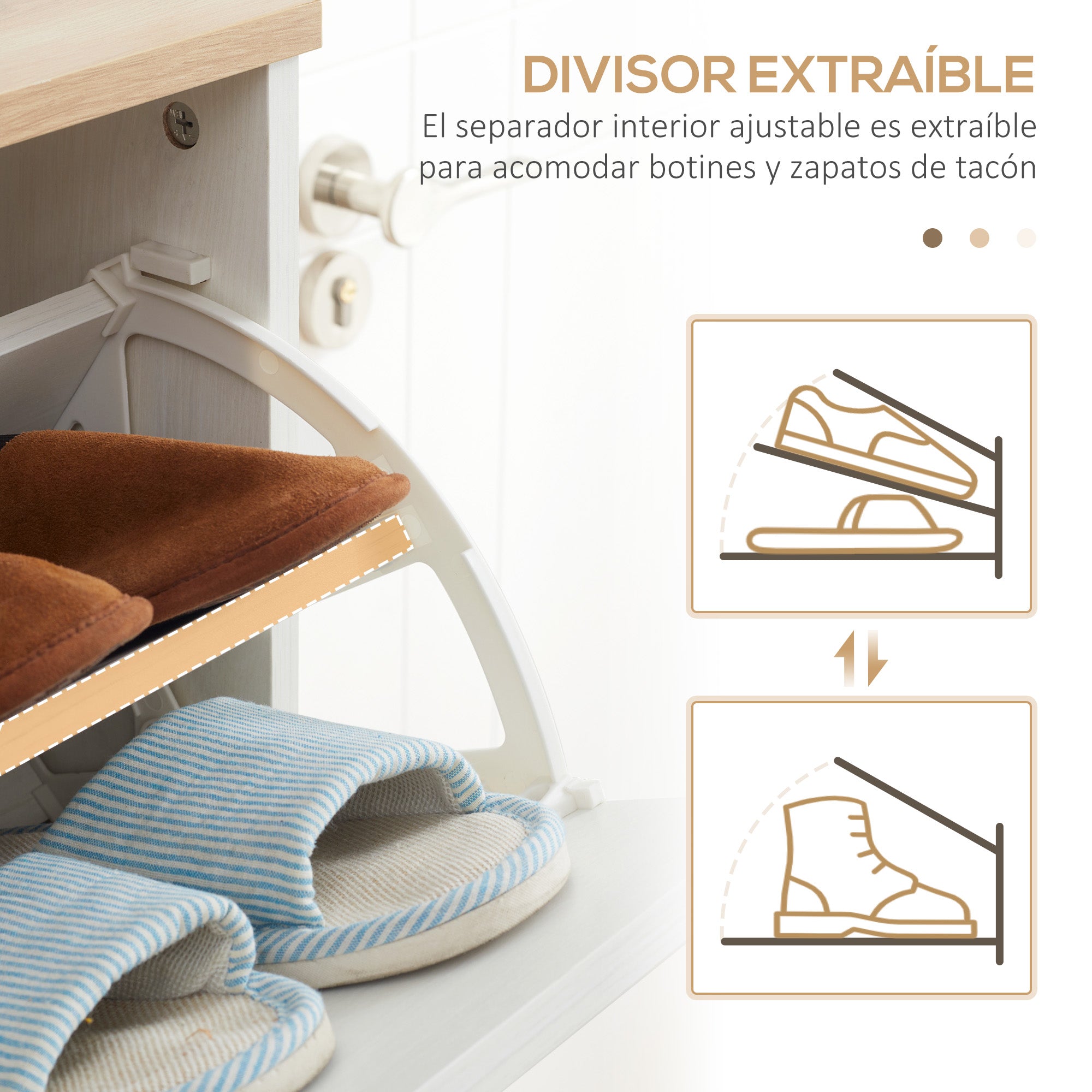 Modern Shoe Cabinet Narrow Shoe Rack with 3 Folding Drawers for 12 Pairs of Shoes and Adjustable Shelf for Hallway Entryway 70x23.5x122 cm White