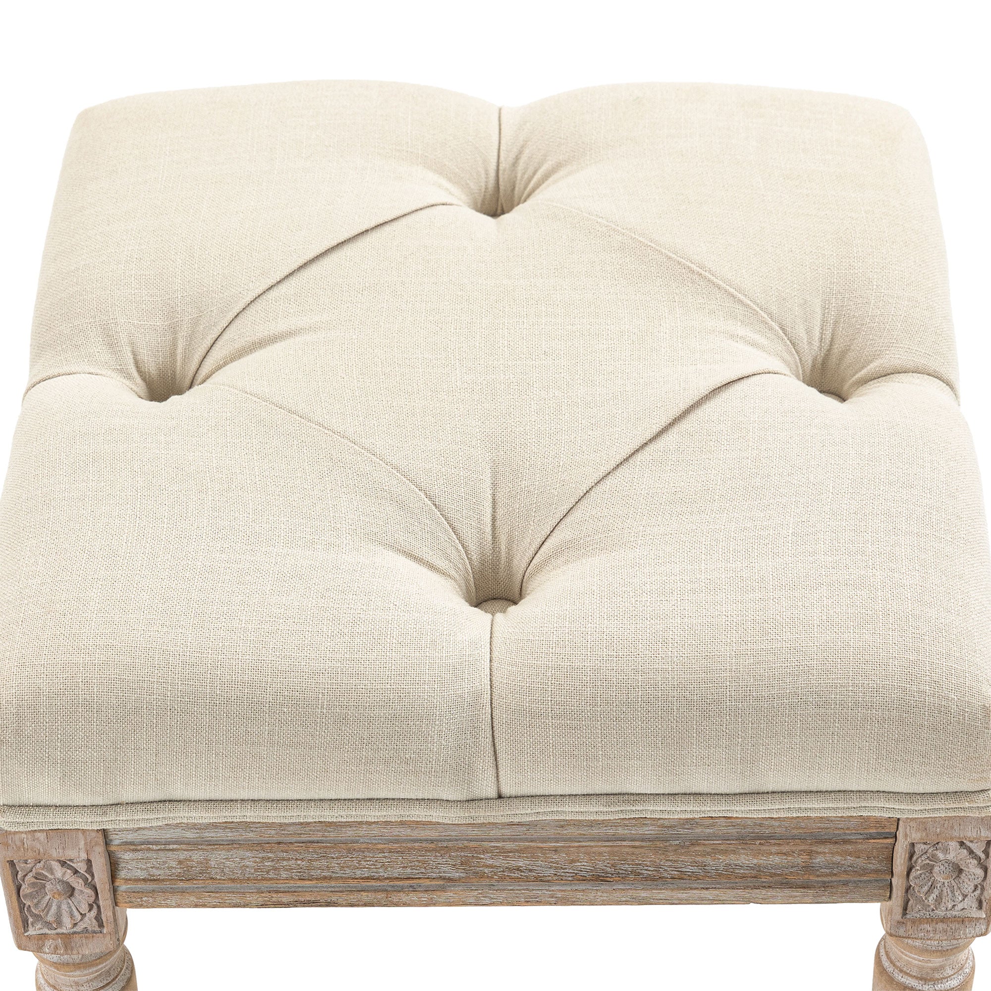 Bed End Stool Bedroom Bench with Wooden Legs and Padded Seat 120 kg Load Entryway Bench Hallway 40x40x43 cm Beige