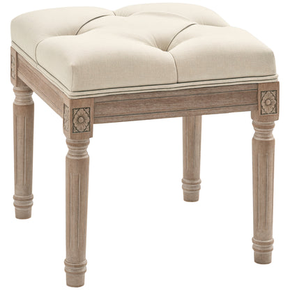 Bed End Stool Bedroom Bench with Wooden Legs and Padded Seat 120 kg Load Entryway Bench Hallway 40x40x43 cm Beige