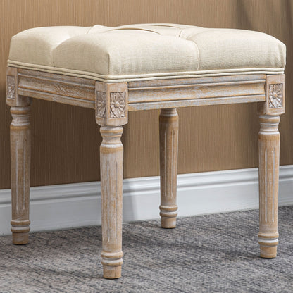 Bed End Stool Bedroom Bench with Wooden Legs and Padded Seat 120 kg Load Entryway Bench Hallway 40x40x43 cm Beige