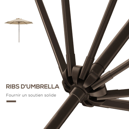 Garden Umbrella Straight Ø 2.63m Metal Round Polyester 180g/m² Tiltable crank beige