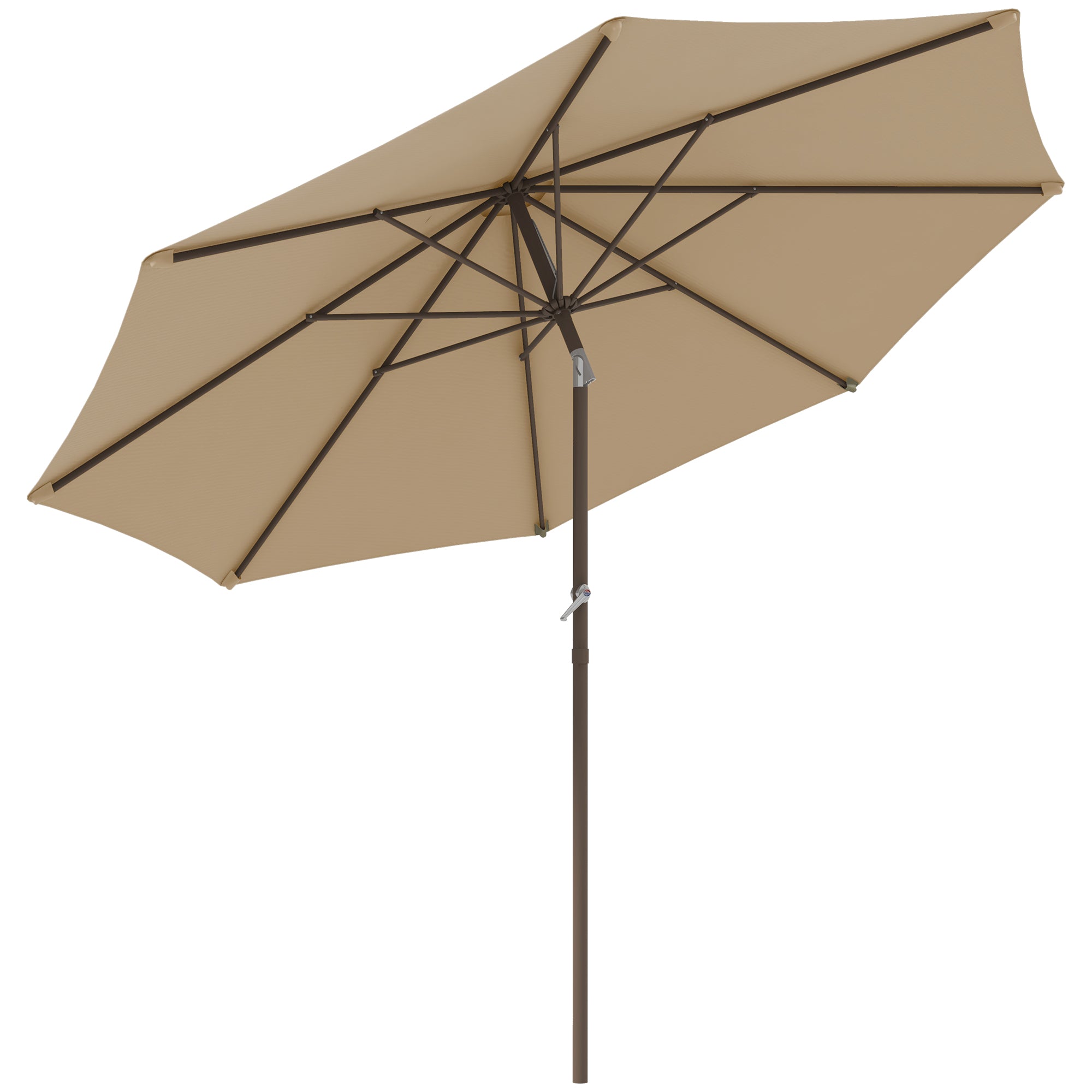 Garden Umbrella Straight Ø 2.63m Metal Round Polyester 180g/m² Tiltable crank beige