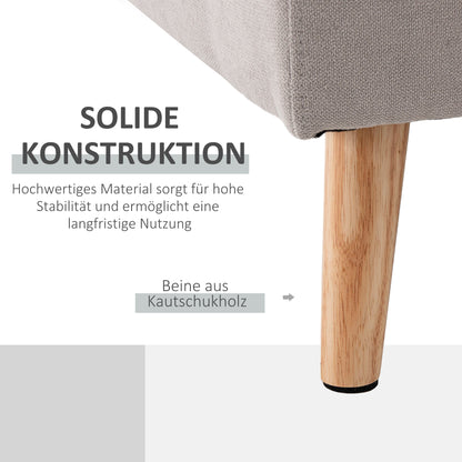 L-Shaped Fabric Sofa, Couch Set in Linen Look, Corner Sofa with Chaise Longue for 3 People, Corner Couch for Living Room, Light Gray, 193 x 136 x 85 cm