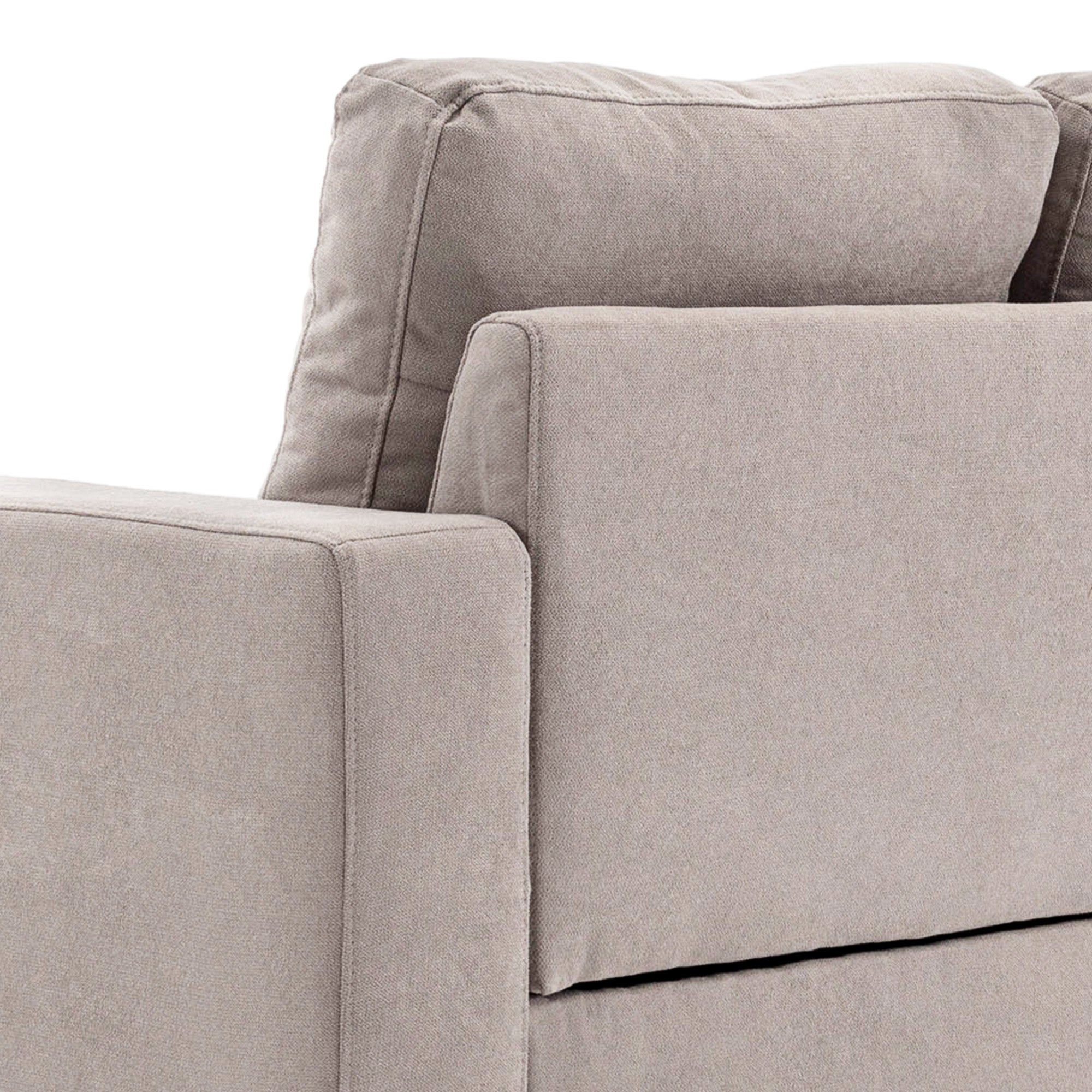 L-Shaped Fabric Sofa, Couch Set in Linen Look, Corner Sofa with Chaise Longue for 3 People, Corner Couch for Living Room, Light Gray, 193 x 136 x 85 cm