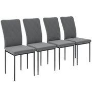 Dining Chairs Set of 4 Kitchen Chair with Backrest, Velvet Look, Upholstered Chair with Steel Legs, Modern Chairs, Living Room Chair for Dining Room, Living Room Dark Gray