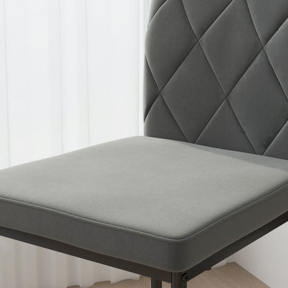 Dining Chairs Set of 4 Kitchen Chair with Backrest, Velvet Look, Upholstered Chair with Steel Legs, Modern Chairs, Living Room Chair for Dining Room, Living Room Dark Gray