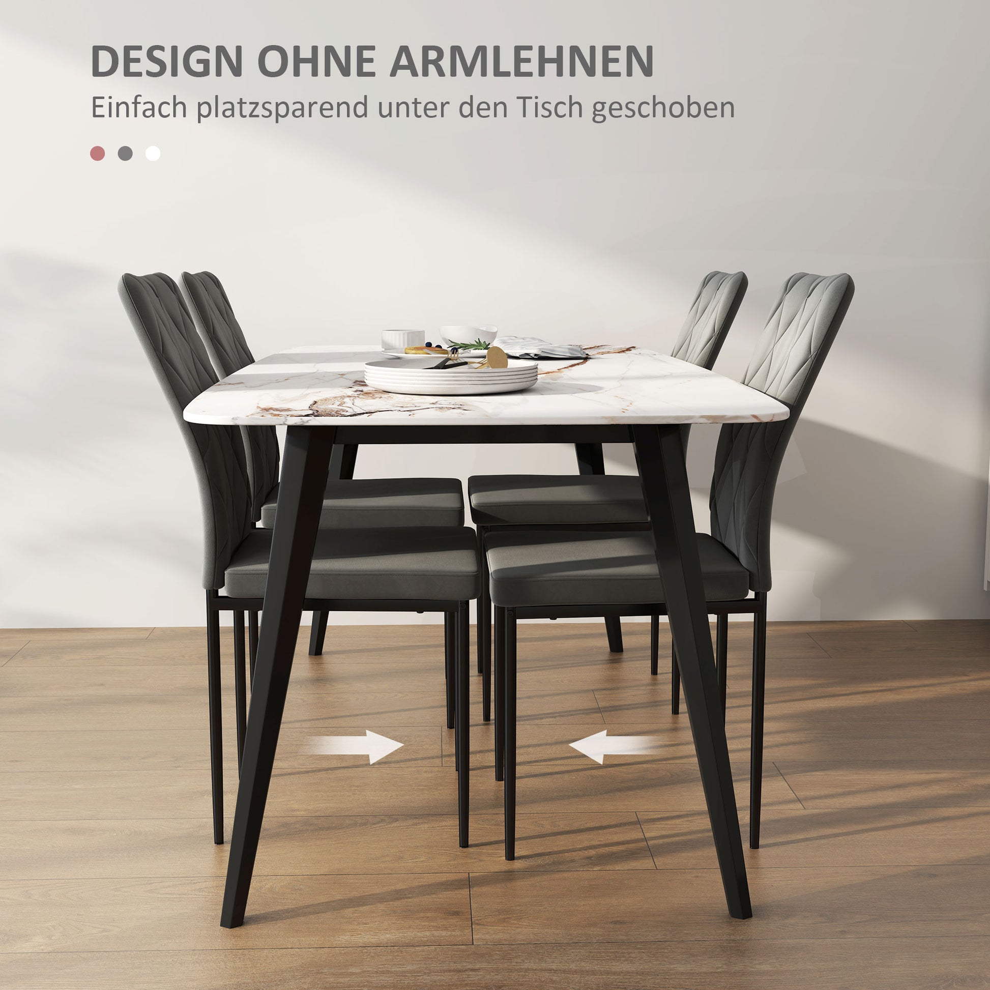 Dining Chairs Set of 4 Kitchen Chair with Backrest, Velvet Look, Upholstered Chair with Steel Legs, Modern Chairs, Living Room Chair for Dining Room, Living Room Dark Gray