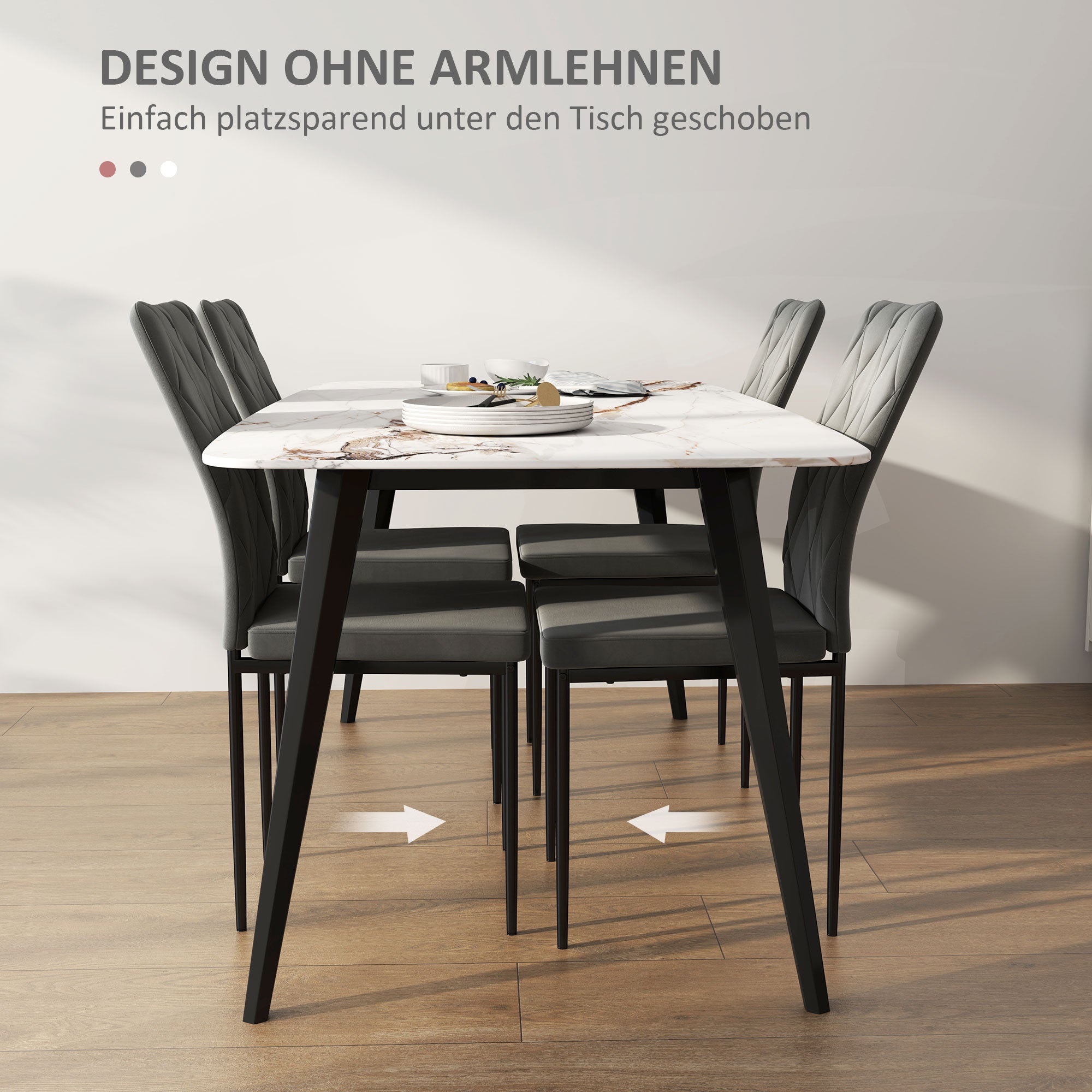 Dining Chairs Set of 4 Kitchen Chair with Backrest, Velvet Look, Upholstered Chair with Steel Legs, Modern Chairs, Living Room Chair for Dining Room, Living Room Dark Gray