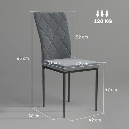 Dining Chairs Set of 4 Kitchen Chair with Backrest, Velvet Look, Upholstered Chair with Steel Legs, Modern Chairs, Living Room Chair for Dining Room, Living Room Dark Gray