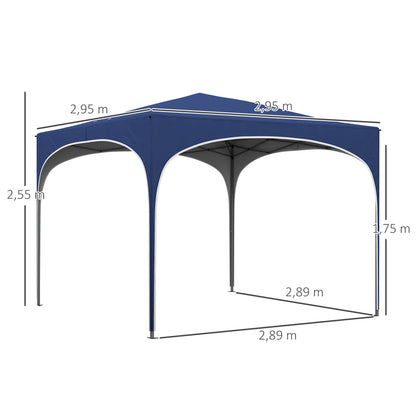 Gazebo 2.95 x 2.95 m Pop-Up Gazebo with UV Protection, Height-Adjustable Pop-Up Gazebo with Carrying Bag, Sandbags, Garden Tent for Balcony, Terrace, Oxford, Steel, Blue
