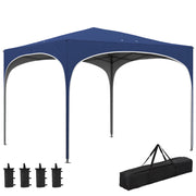 Gazebo 2.95 x 2.95 m Pop-Up Gazebo with UV Protection, Height-Adjustable Pop-Up Gazebo with Carrying Bag, Sandbags, Garden Tent for Balcony, Terrace, Oxford, Steel, Blue