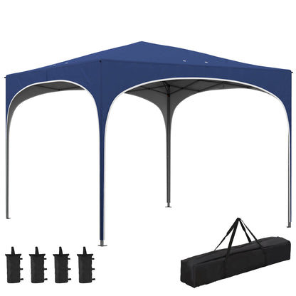 Gazebo 2.95 x 2.95 m Pop-Up Gazebo with UV Protection, Height-Adjustable Pop-Up Gazebo with Carrying Bag, Sandbags, Garden Tent for Balcony, Terrace, Oxford, Steel, Blue