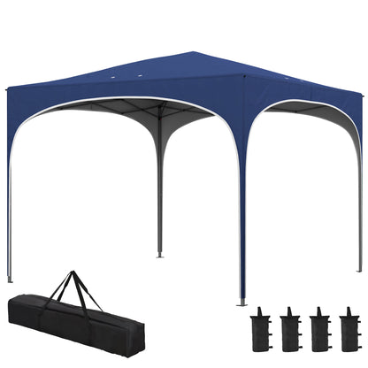 Gazebo 2.95 x 2.95 m Pop-Up Gazebo with UV Protection, Height-Adjustable Pop-Up Gazebo with Carrying Bag, Sandbags, Garden Tent for Balcony, Terrace, Oxford, Steel, Blue