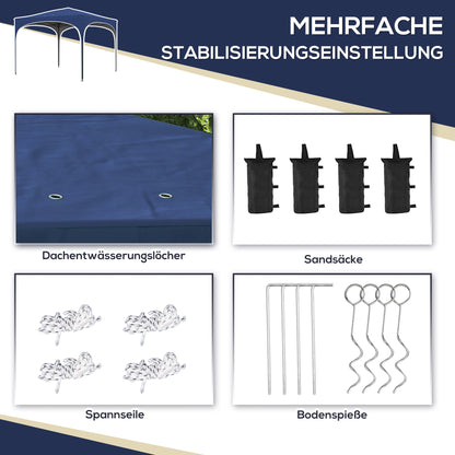 Gazebo 2.95 x 2.95 m Pop-Up Gazebo with UV Protection, Height-Adjustable Pop-Up Gazebo with Carrying Bag, Sandbags, Garden Tent for Balcony, Terrace, Oxford, Steel, Blue