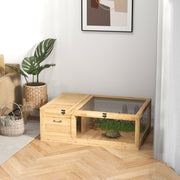 House Enclosure Habitat Cage for Small Tortoises with 2 Spaces 91 x 60.5 x 32 cm Light Yellow Solid Wood