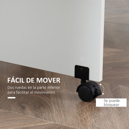 Folding Dining Table Kitchen Table with Wheels Foldable Wings and Shelves for 4-6 People 75x140x74 cm White