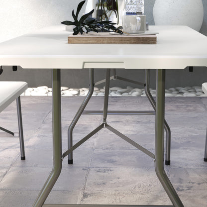 Camping Table Folding Table, Balcony Table for 6 People, Buffet Table for Garden, Holds up to 100 kg, HDPE, White, 180 x 75 x 73 cm