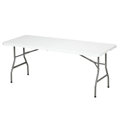 Camping Table Folding Table, Balcony Table for 6 People, Buffet Table for Garden, Holds up to 100 kg, HDPE, White, 180 x 75 x 73 cm