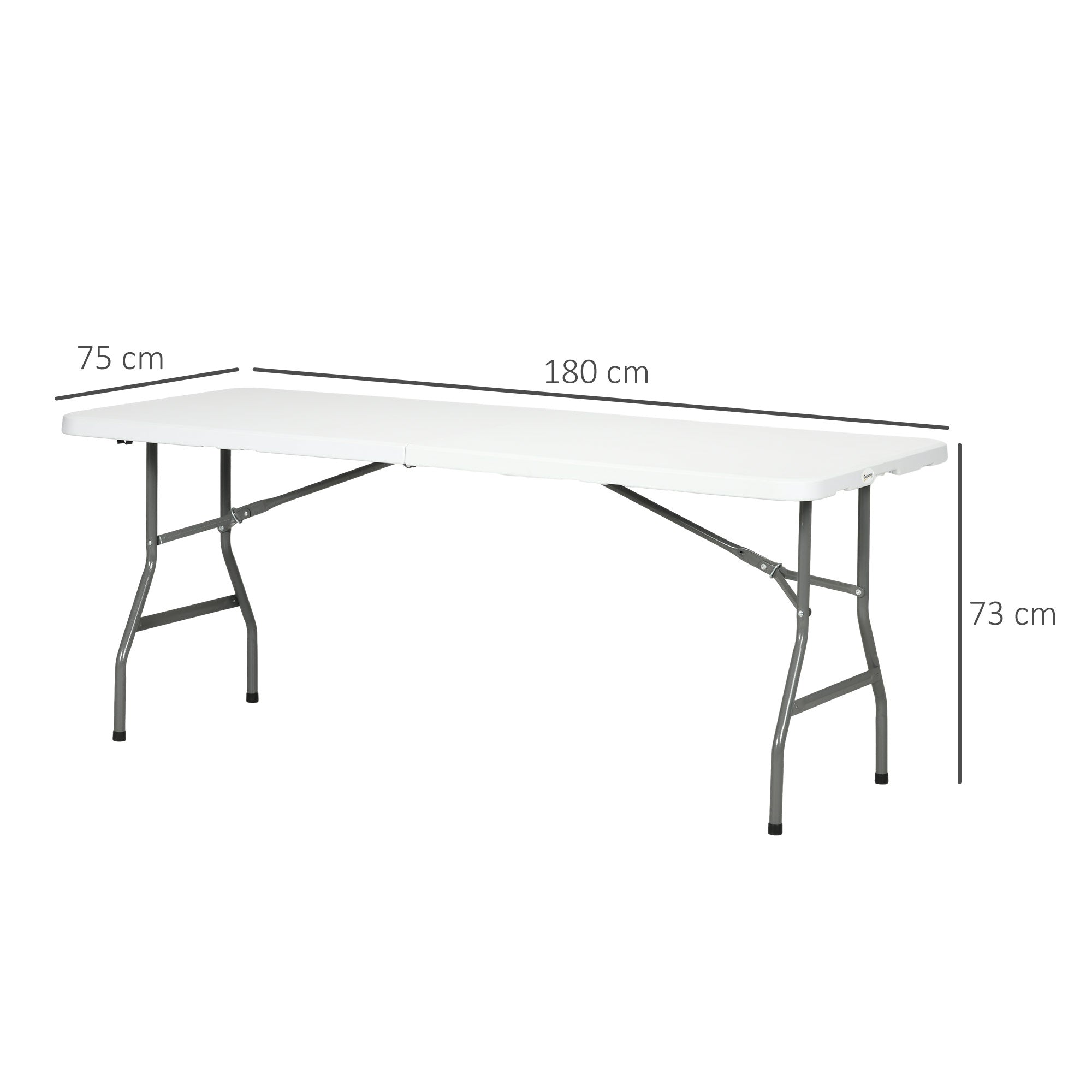 Camping Table Folding Table, Balcony Table for 6 People, Buffet Table for Garden, Holds up to 100 kg, HDPE, White, 180 x 75 x 73 cm