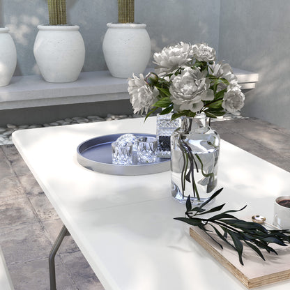 Camping Table Folding Table, Balcony Table for 6 People, Buffet Table for Garden, Holds up to 100 kg, HDPE, White, 180 x 75 x 73 cm