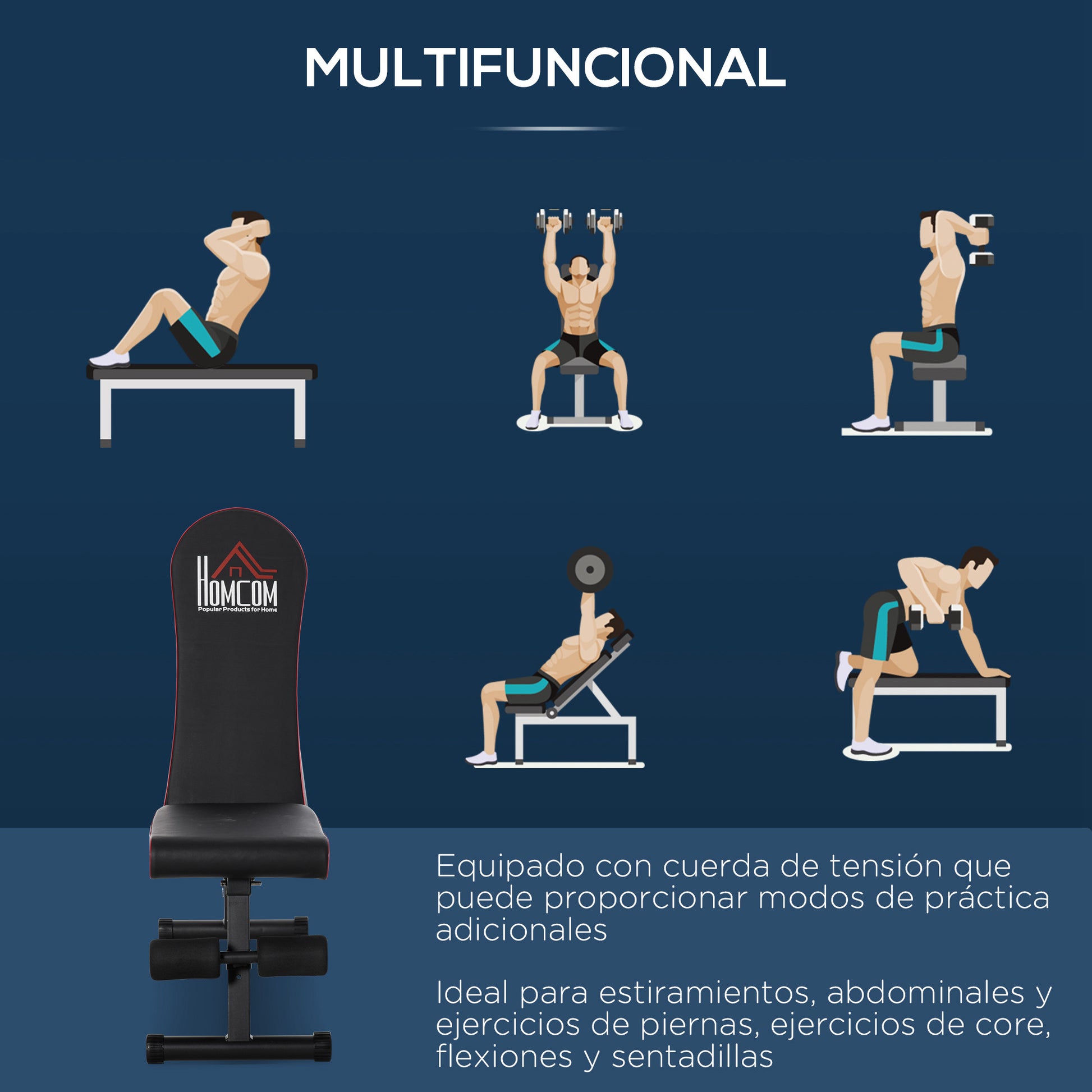 Weight Bench Foldable Workout Bench with Adjustable Backrest in 6 Positions Abdominal Bench for Complete Fitness Training at Home Gym Load 150 kg Black