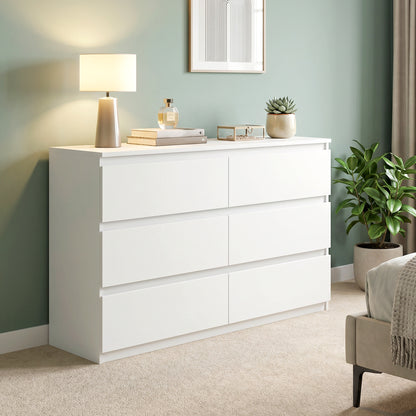 3-Drawer Dresser Sideboard, Modern Handleless Chest for Living Room, Bedroom & Hallway - White (112 x 34 x 75 cm / 44.1 x 13.4 x 29.5 in)