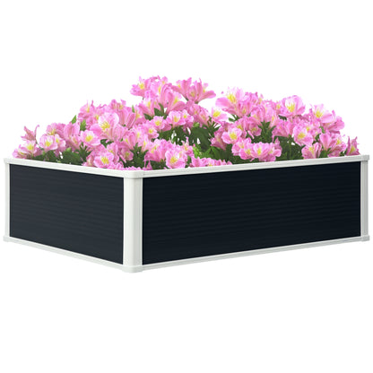 Raised Bed Planter Box Planting Box with Drainage Function Vegetable Bed for Vegetables, Herbs in the Garden, Terrace, and Balcony, Plastic, Gray, 100 x 80 x 30 cm