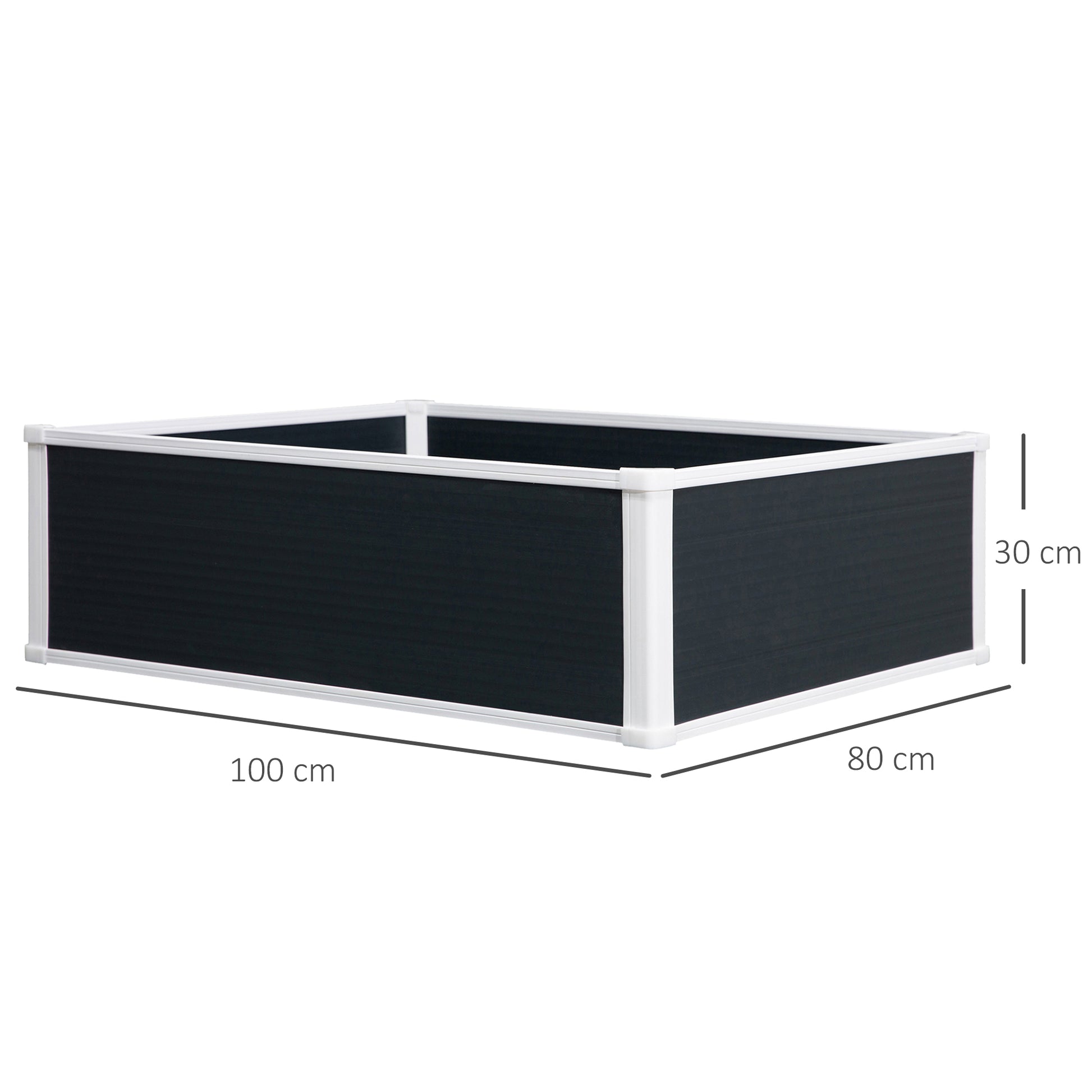 Raised Bed Planter Box Planting Box with Drainage Function Vegetable Bed for Vegetables, Herbs in the Garden, Terrace, and Balcony, Plastic, Gray, 100 x 80 x 30 cm