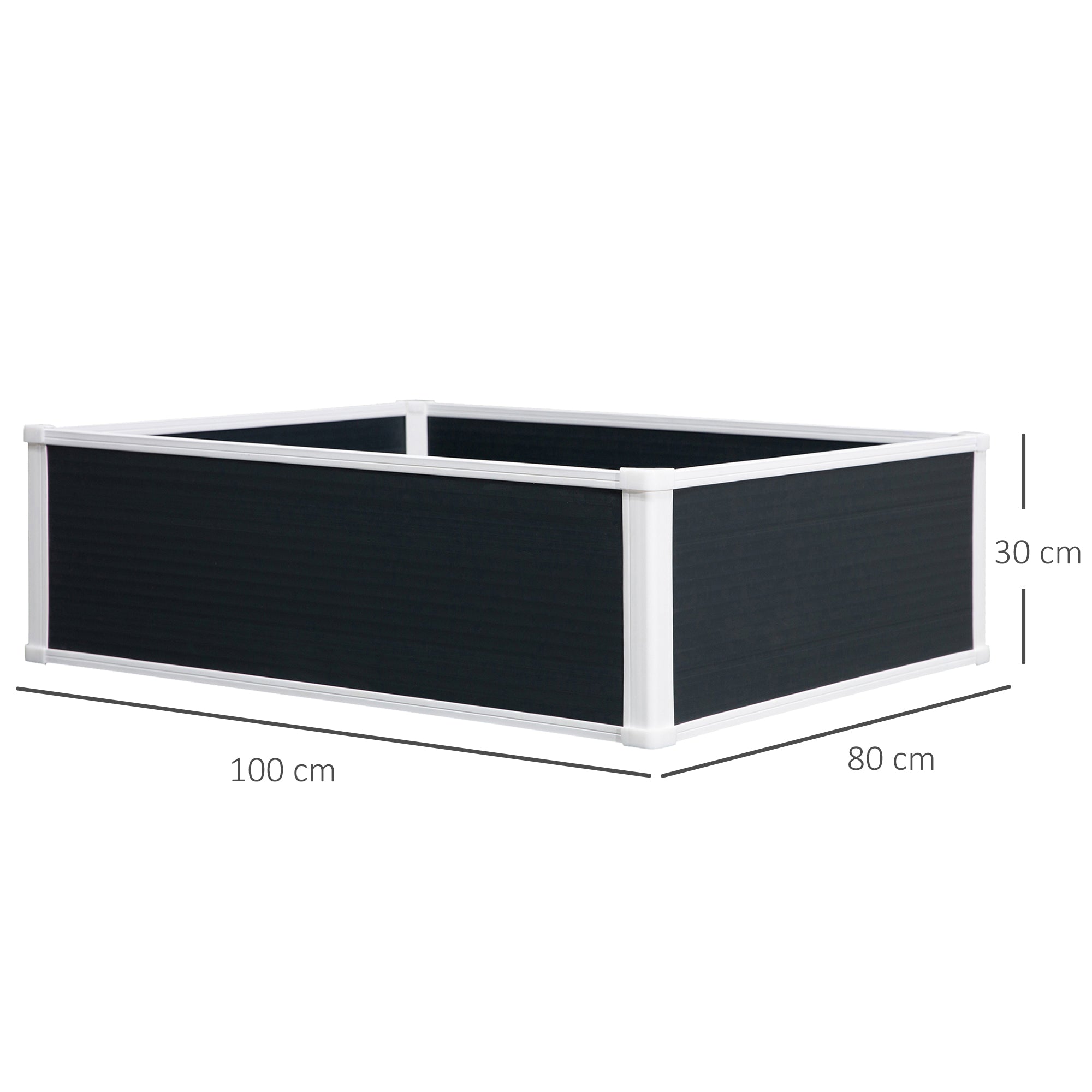 Raised Bed Planter Box Planting Box with Drainage Function Vegetable Bed for Vegetables, Herbs in the Garden, Terrace, and Balcony, Plastic, Gray, 100 x 80 x 30 cm