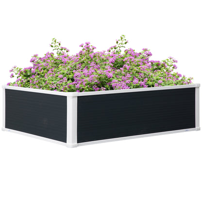 Raised Bed Planter Box Planting Box with Drainage Function Vegetable Bed for Vegetables, Herbs in the Garden, Terrace, and Balcony, Plastic, Gray, 100 x 80 x 30 cm