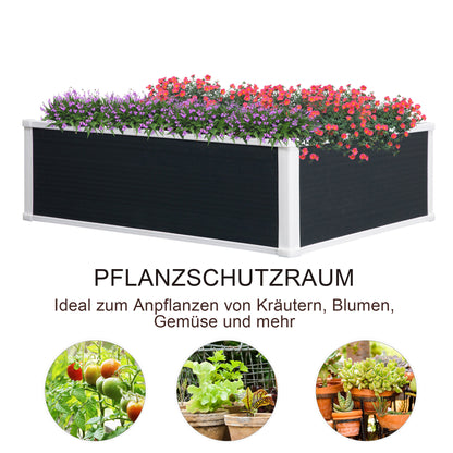 Raised Bed Planter Box Planting Box with Drainage Function Vegetable Bed for Vegetables, Herbs in the Garden, Terrace, and Balcony, Plastic, Gray, 100 x 80 x 30 cm