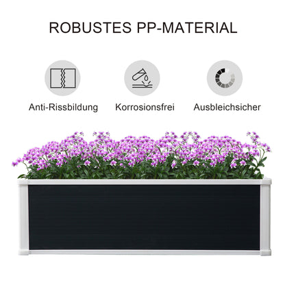 Raised Bed Planter Box Planting Box with Drainage Function Vegetable Bed for Vegetables, Herbs in the Garden, Terrace, and Balcony, Plastic, Gray, 100 x 80 x 30 cm