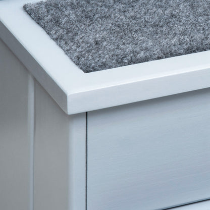 Pet Stairs 3 Steps Cat Stairs Pet Stairs for Dogs and Cats Animal Stairs Entry Aid with Carpet Storage Space for Sofa Bed Fir Wood Gray 40.5 x 44.5 x 38 cm