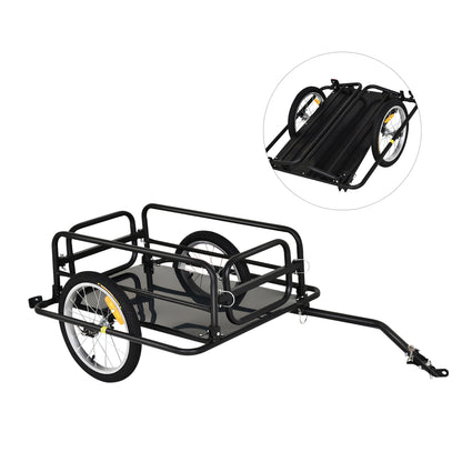 Bicycle Trailer Cargo Trailer for Bike 40 kg Capacity Transport Trailer Hand Wagon Coupling Steel Black 139 x 71.5 x 49 cm