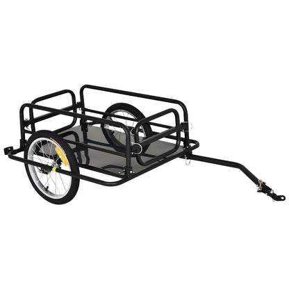 Bicycle Trailer Cargo Trailer for Bike 40 kg Capacity Transport Trailer Hand Wagon Coupling Steel Black 139 x 71.5 x 49 cm