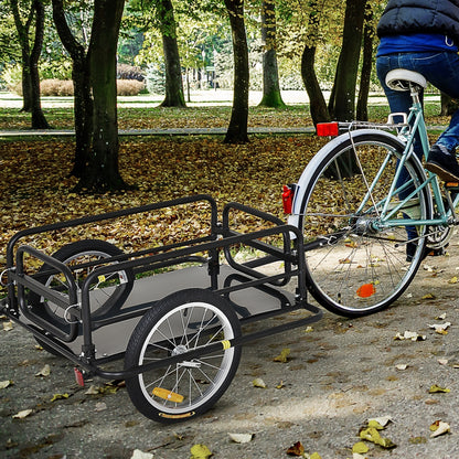 Bicycle Trailer Cargo Trailer for Bike 40 kg Capacity Transport Trailer Hand Wagon Coupling Steel Black 139 x 71.5 x 49 cm