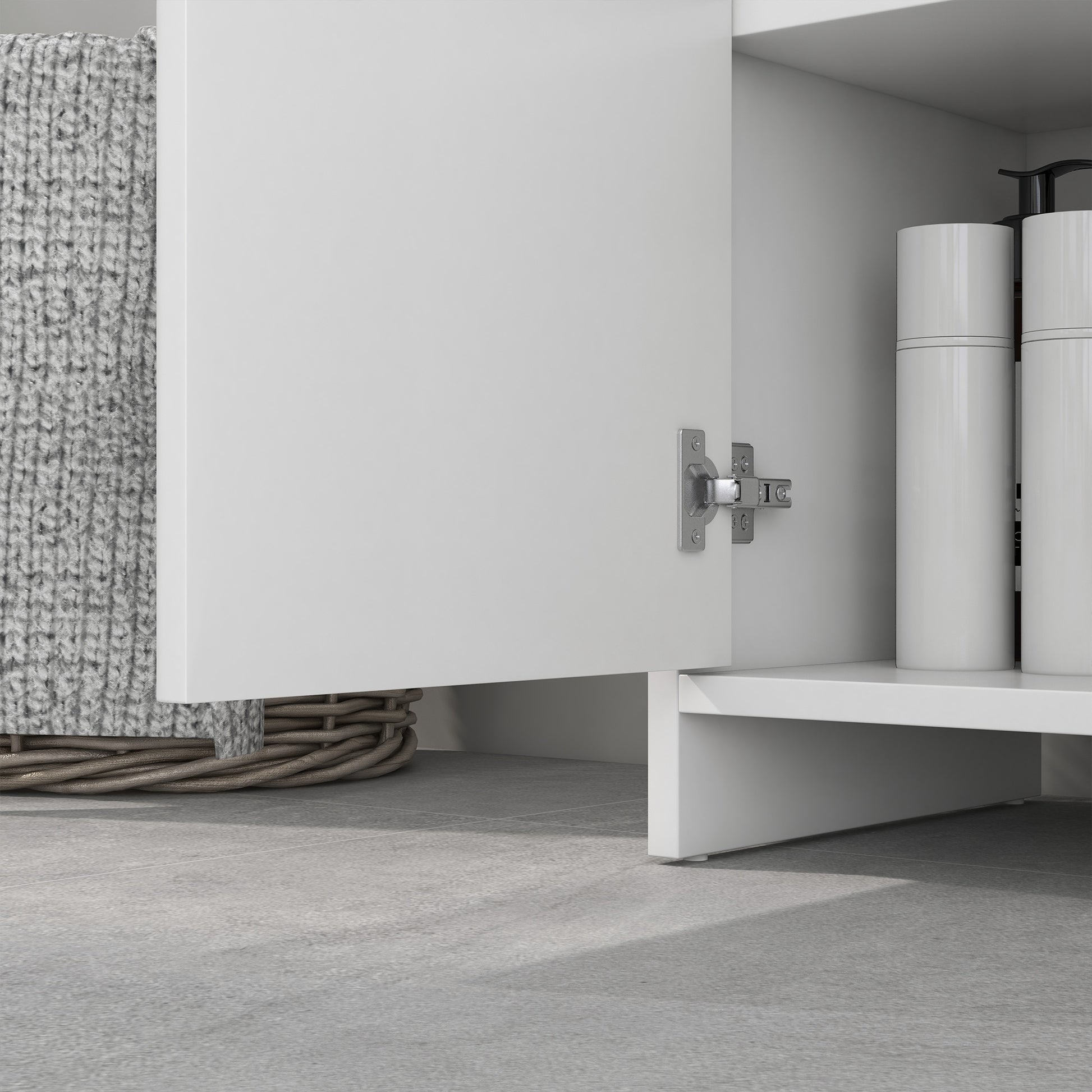 Under Sink Cabinet Modern Bathroom Vanity with Shelf Anti-Tip Foot 40 kg Load 60x30x60 cm White
