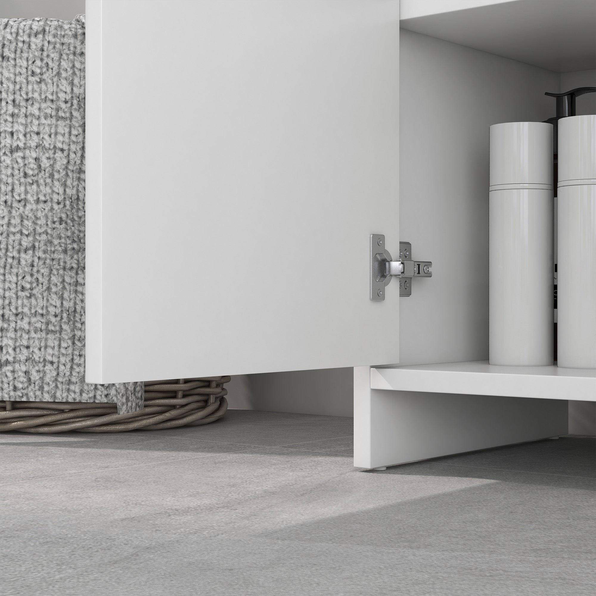 Under Sink Cabinet Modern Bathroom Vanity with Shelf Anti-Tip Foot 40 kg Load 60x30x60 cm White