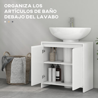 Under Sink Cabinet Modern Bathroom Vanity with Shelf Anti-Tip Foot 40 kg Load 60x30x60 cm White