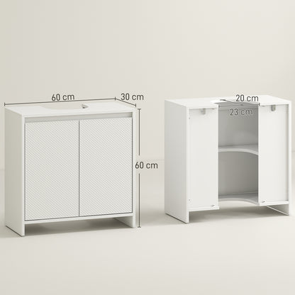 Under Sink Cabinet Modern Bathroom Vanity with Shelf Anti-Tip Foot 40 kg Load 60x30x60 cm White
