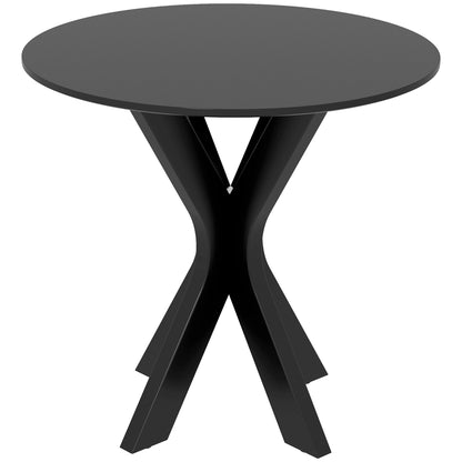 Dining Table 78 x 78 cm Round Kitchen Table for 2 Persons Dining Table with Spider Steel Frame Coffee Table for Kitchen, Dining Room and Living Room Black