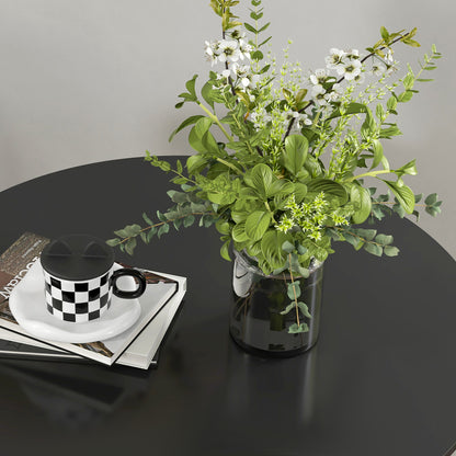 Dining Table 78 x 78 cm Round Kitchen Table for 2 Persons Dining Table with Spider Steel Frame Coffee Table for Kitchen, Dining Room and Living Room Black