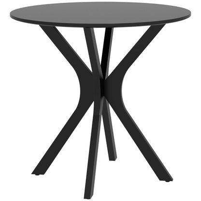 Dining Table 78 x 78 cm Round Kitchen Table for 2 Persons Dining Table with Spider Steel Frame Coffee Table for Kitchen, Dining Room and Living Room Black