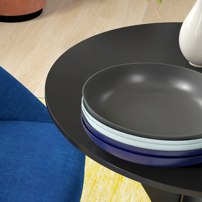 Dining Table 78 x 78 cm Round Kitchen Table for 2 Persons Dining Table with Spider Steel Frame Coffee Table for Kitchen, Dining Room and Living Room Black